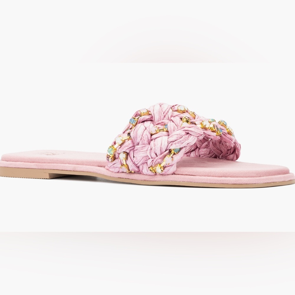 New York & Company Pink Braided Slide Sandals size 8 new in box